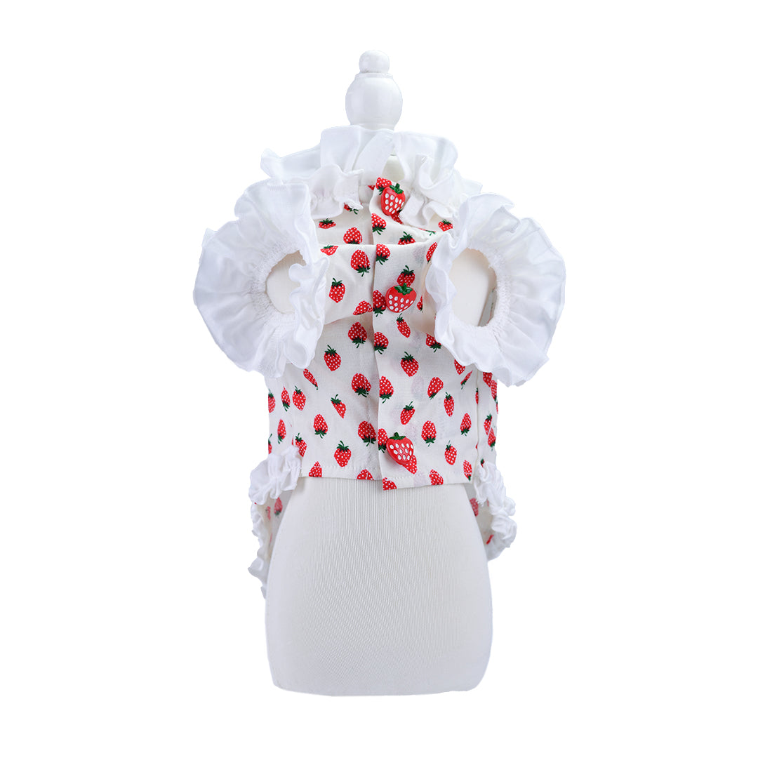 French doll シャツ Strawberry white