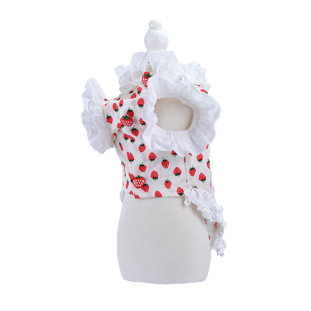 French doll シャツ Strawberry white