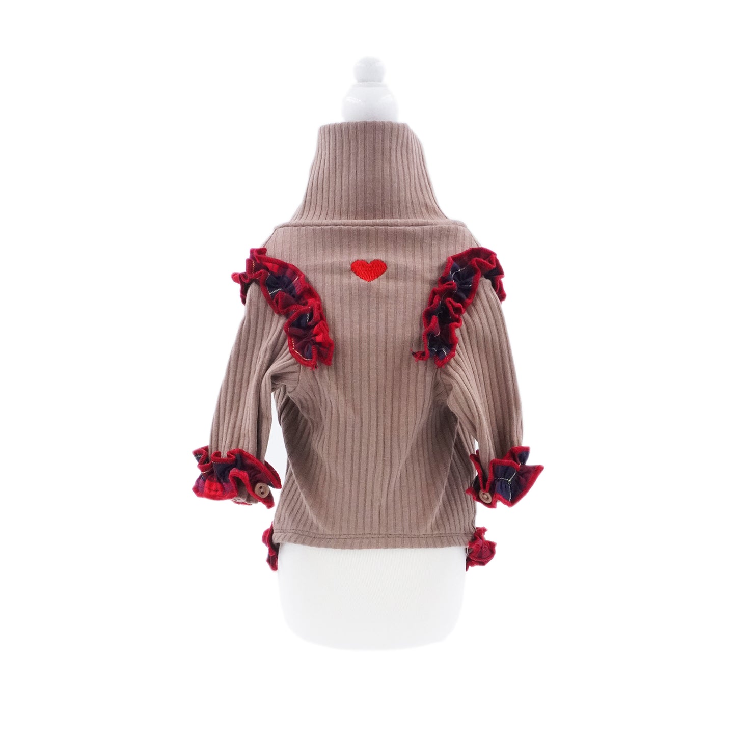 aletta angelique オリジナル フリルタートルニット Brown&red