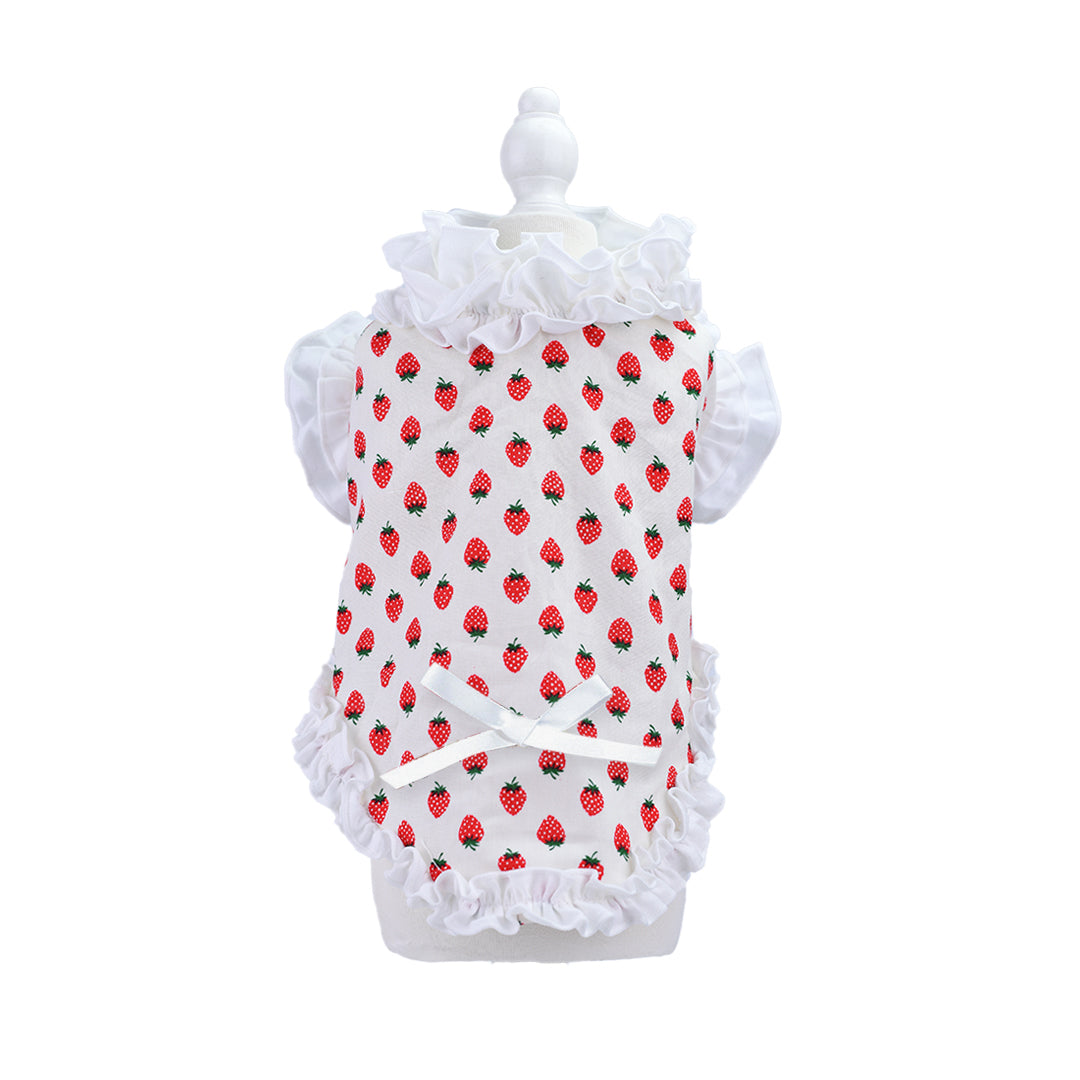 French doll シャツ Strawberry white