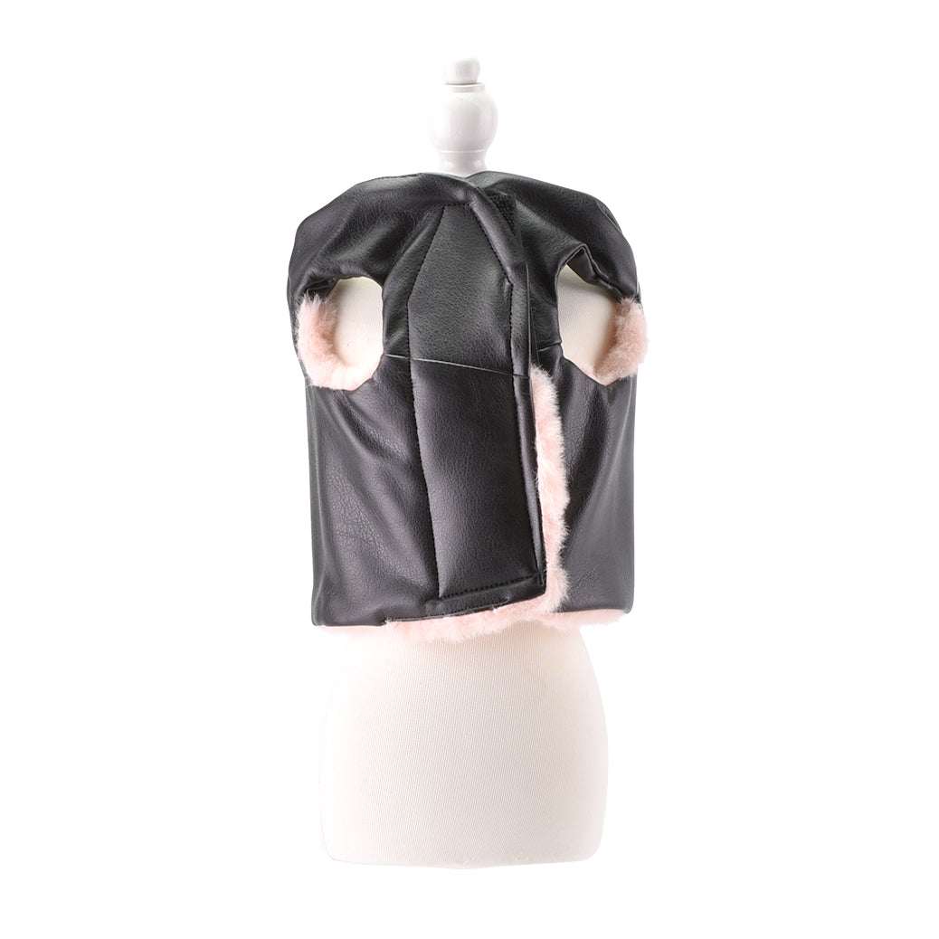 Reversible Fur Leather Jacket Pink