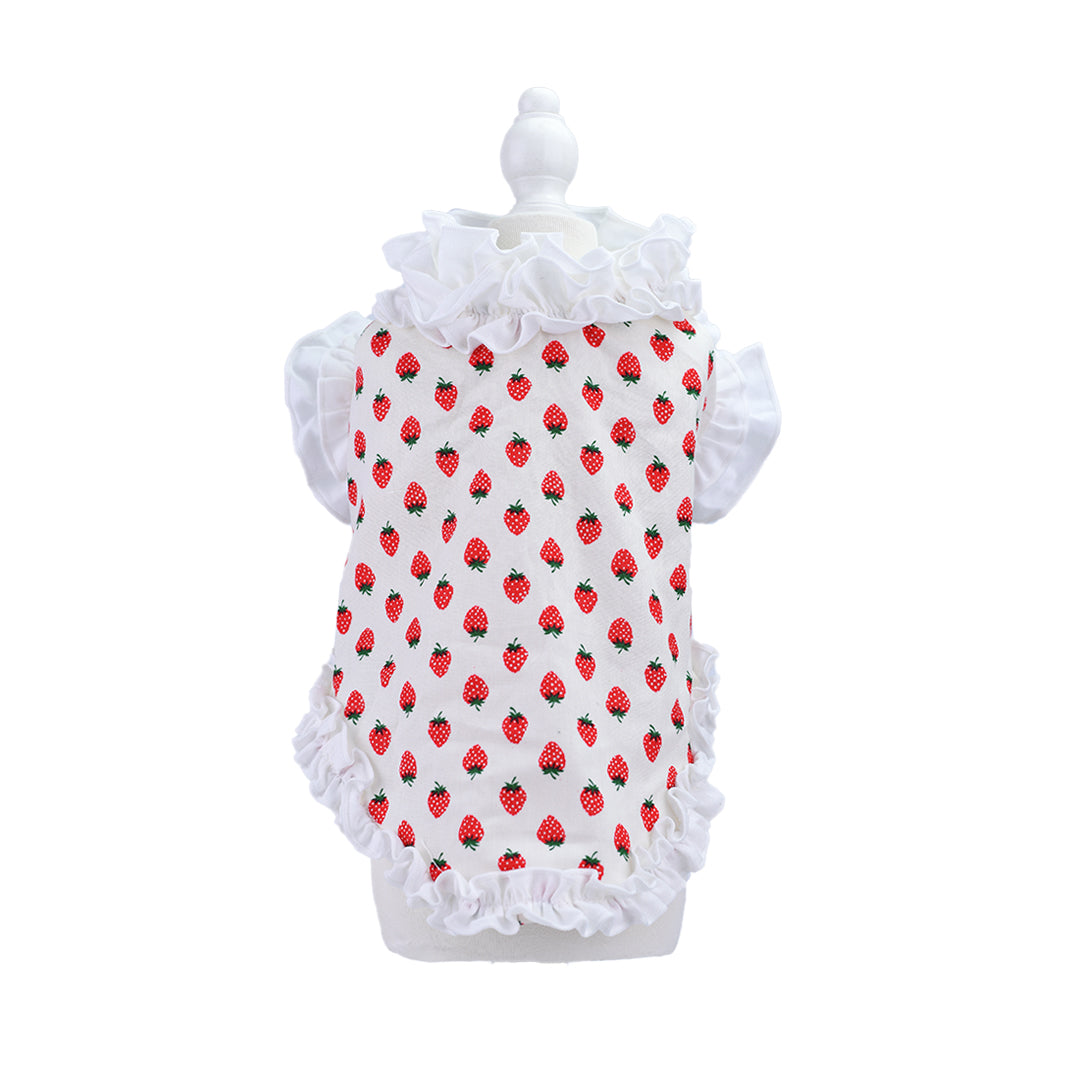 French doll シャツ Strawberry white
