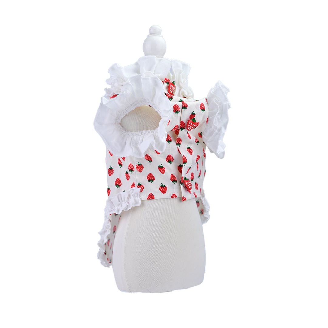 French doll シャツ Strawberry white