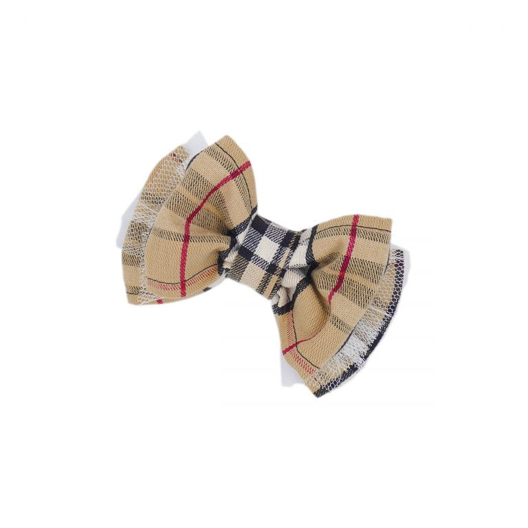 チェック バレッタ Brown×white