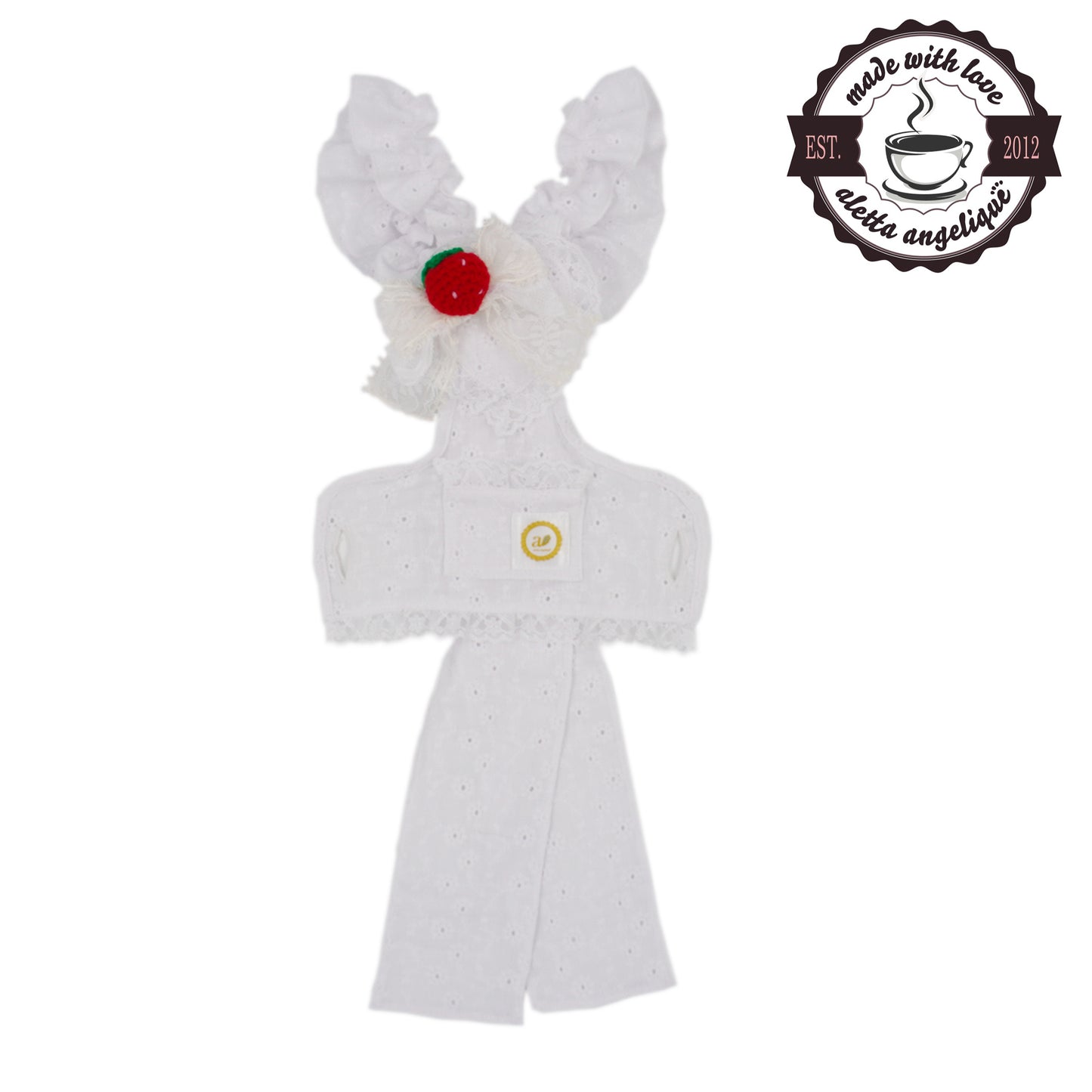 aletta angelique CAFEエプロン Strawberry white