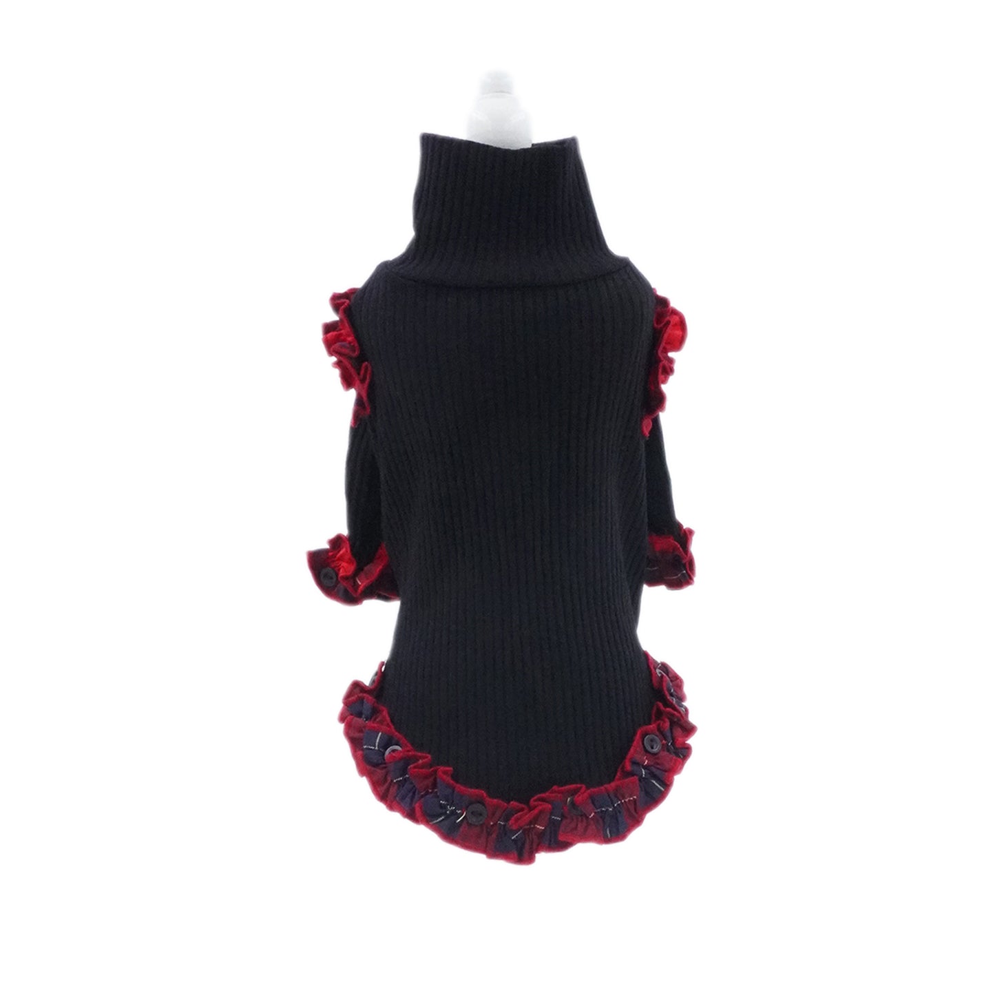 aletta angelique オリジナル フリルタートルニット Black&red