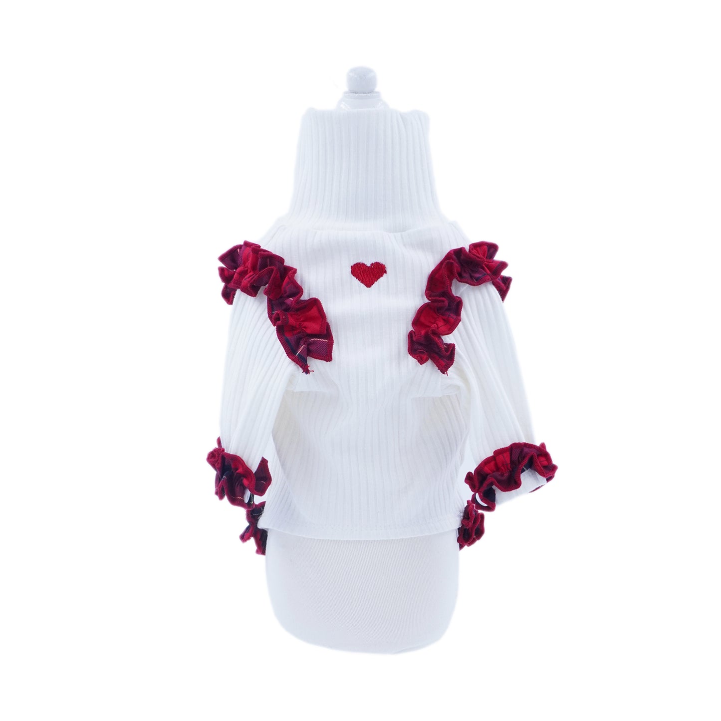 aletta angelique オリジナル フリルタートルニット White&red