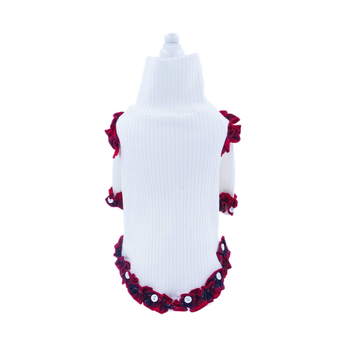 aletta angelique オリジナル フリルタートルニット White&red
