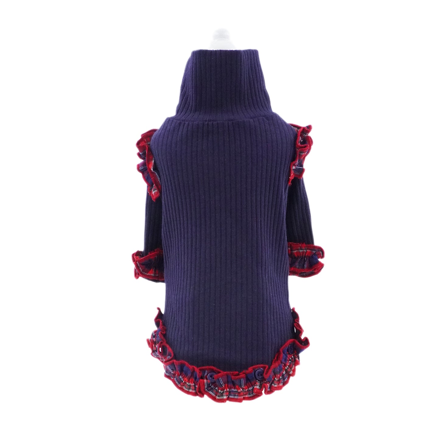 aletta angelique オリジナル フリルタートルニット Navy&red