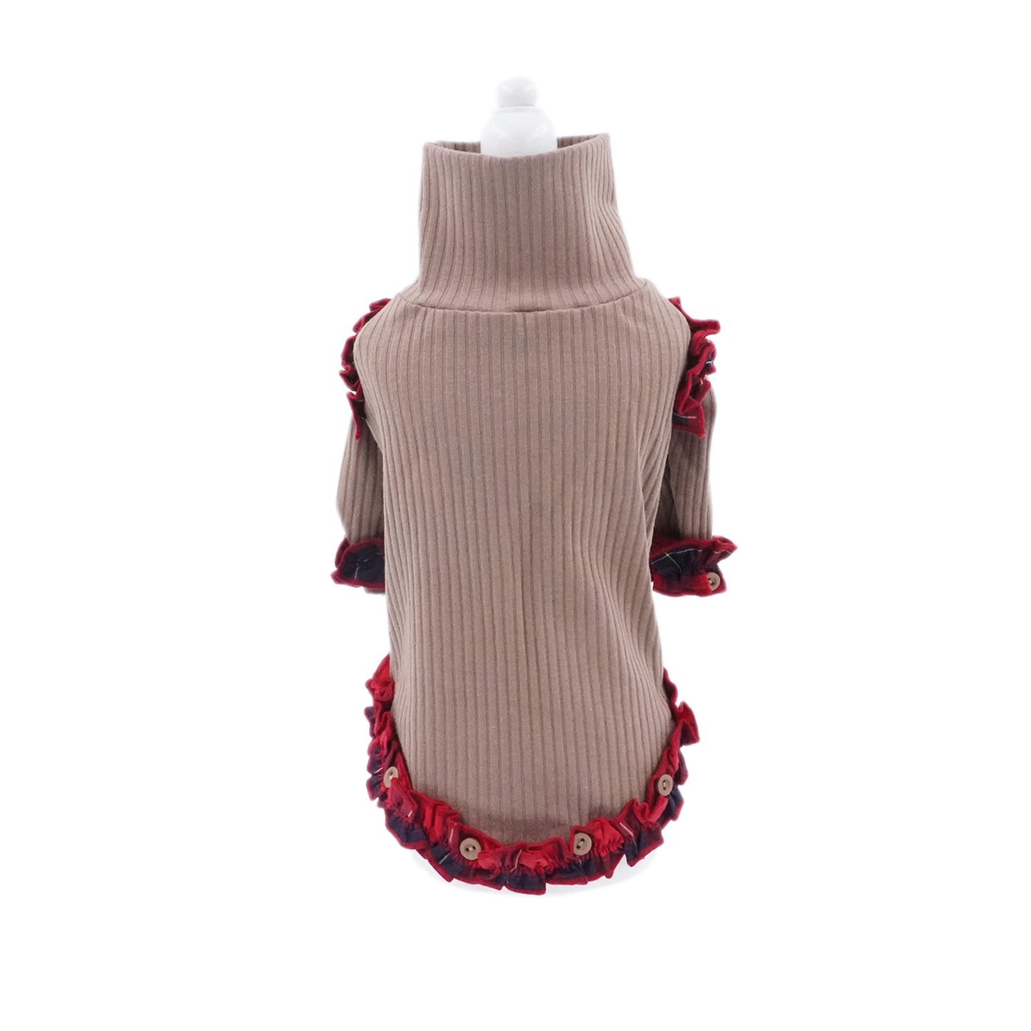 aletta angelique オリジナル フリルタートルニット Brown&red