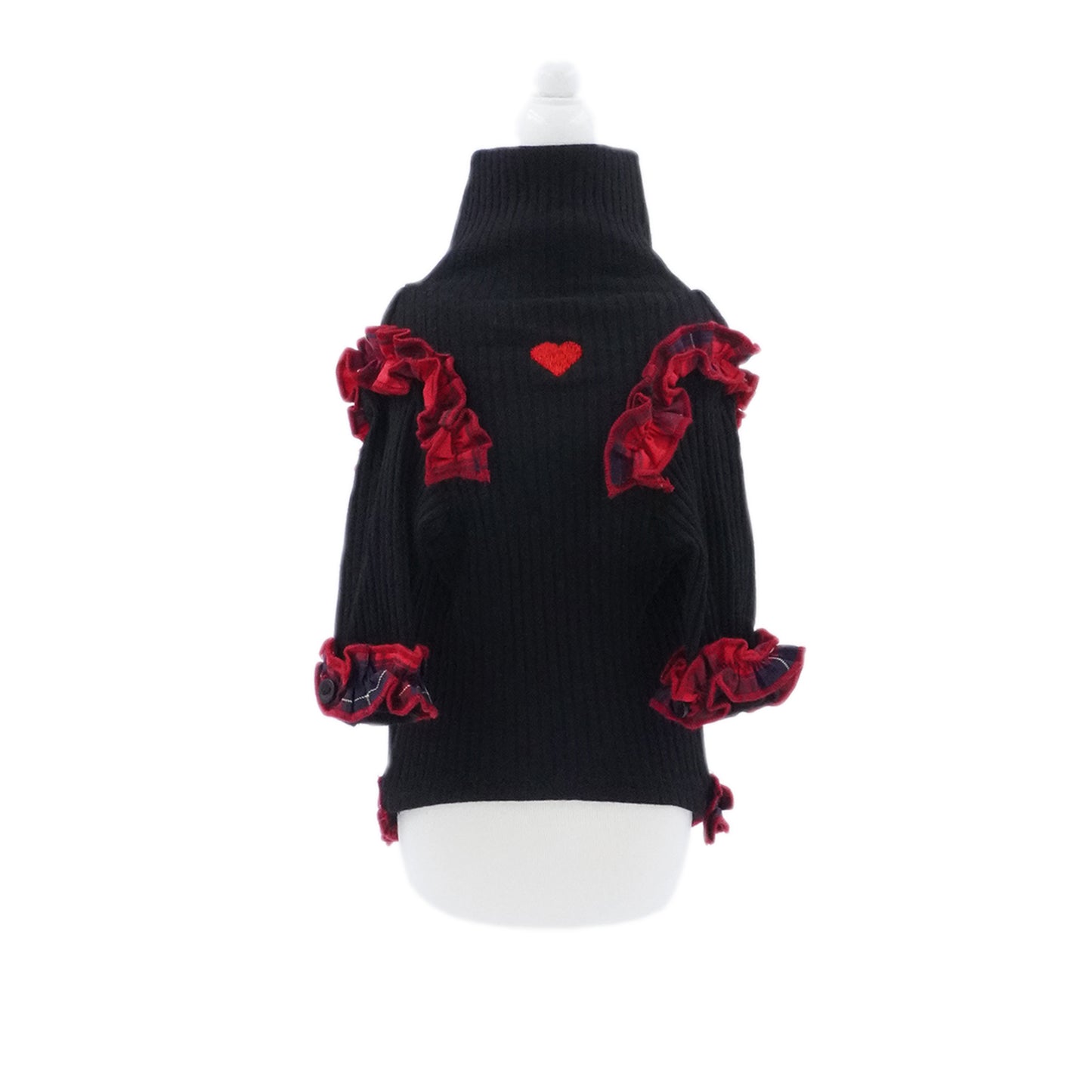 aletta angelique オリジナル フリルタートルニット Black&red