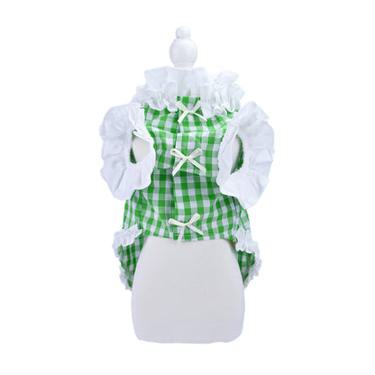 French doll シャツ Gingham green