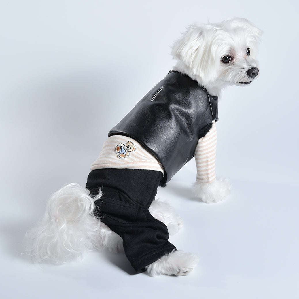 Reversible Fur Leather Jacket black