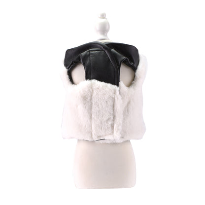 Reversible Fur Leather Jacket white