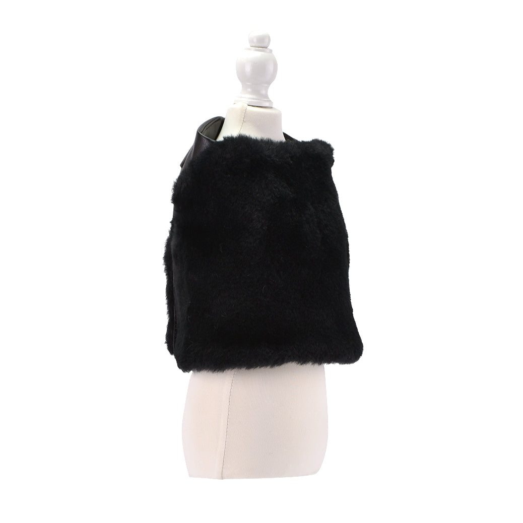 Reversible Fur Leather Jacket black