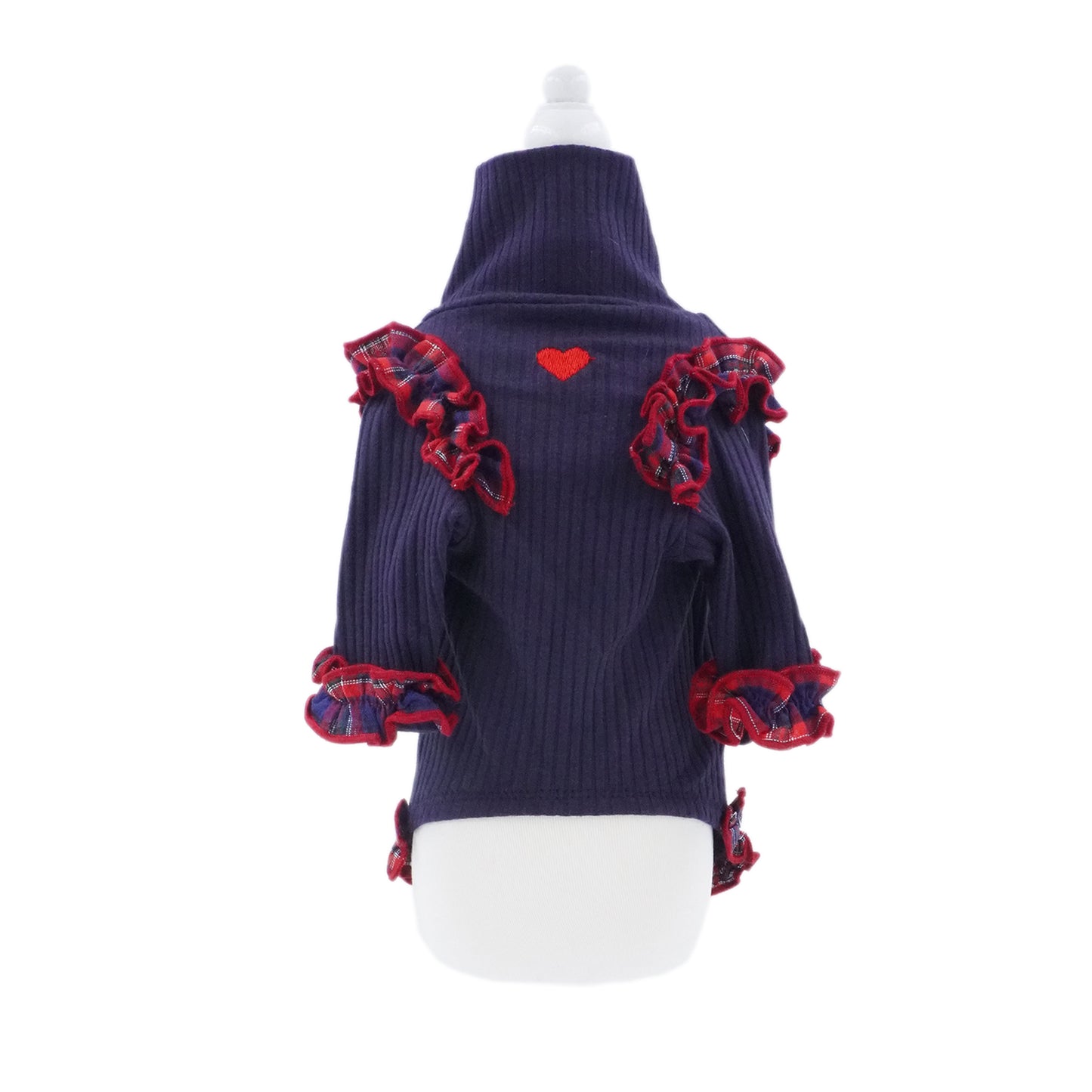 aletta angelique オリジナル フリルタートルニット Navy＆red